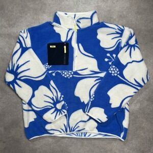 Duvin Paradise Zip Hawaii Hibiscus Sherpa Size XL Blue White
